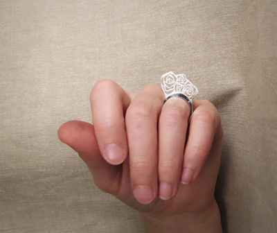 Riveted rose ring - sterling silver