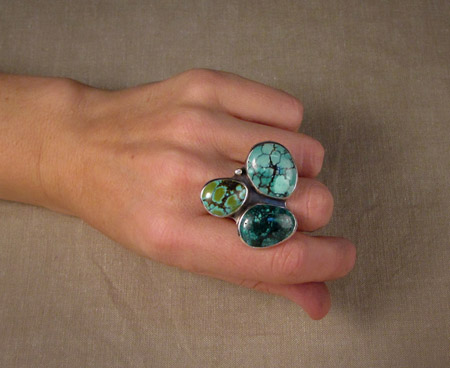 turquoise and diamond cocktail ring