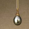 coiled snake drop pendant + tahitian pearl