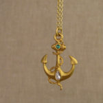 22K anchor pendant w/diamond & emerald