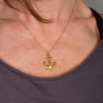 22K anchor pendant w/diamond & emerald