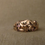 Hand-carved morning glory ring, rose gold