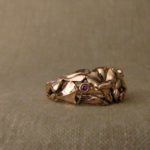 Hand-carved morning glory ring, rose gold