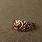 Hand-carved morning glory ring, rose gold