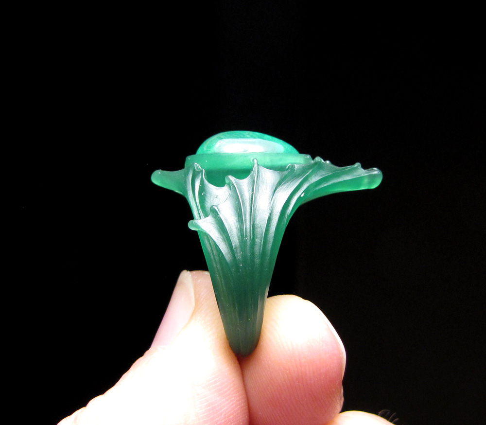 Wax carving: Emerald pear cabochon solitaire