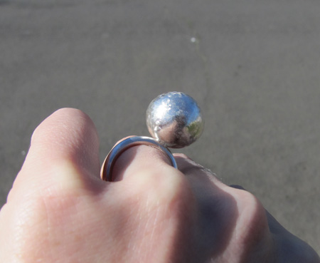 sterling silver and sapphire bauble ring