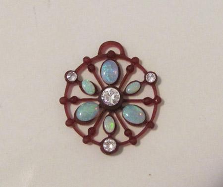 wax of opal and diamond butterfly pendant