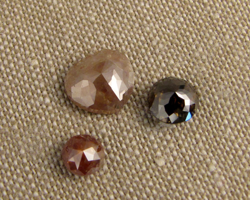 Rose-cut translucent diamonds
