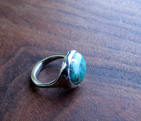 Palladium and turquoise ring