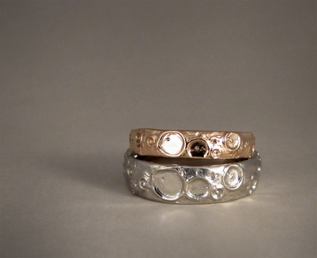 Pd & gold Moon Landscape Rings