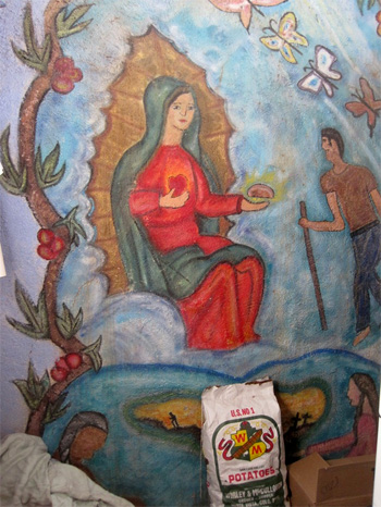 virgin of guadalupe with potatoes