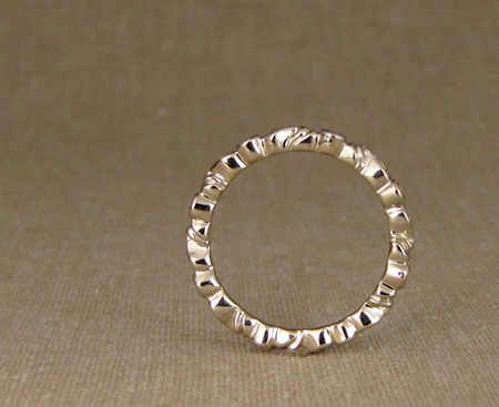 Carved Eternity Band with diamonds, 18K white gold