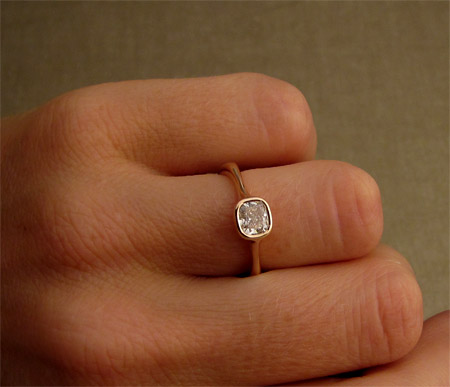 14K rose gold cushion-cut diamond solitaire