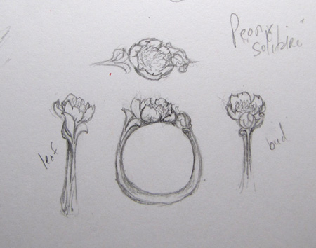 Peony ring sketch