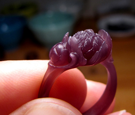 wax carving peony ring