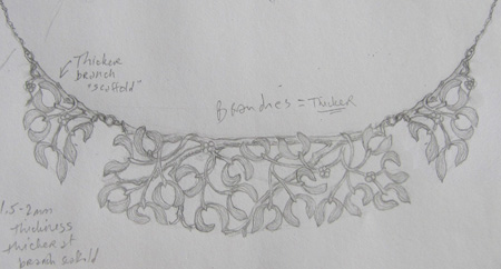 sketch for mistletoe collar necklace