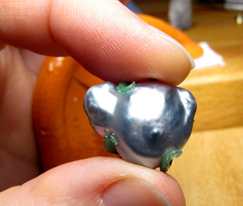 Wax model: tentacled earrings baroque Tahitian pearl