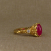japanese peach blossoms, and vivid pink ruby solitaire in 22K