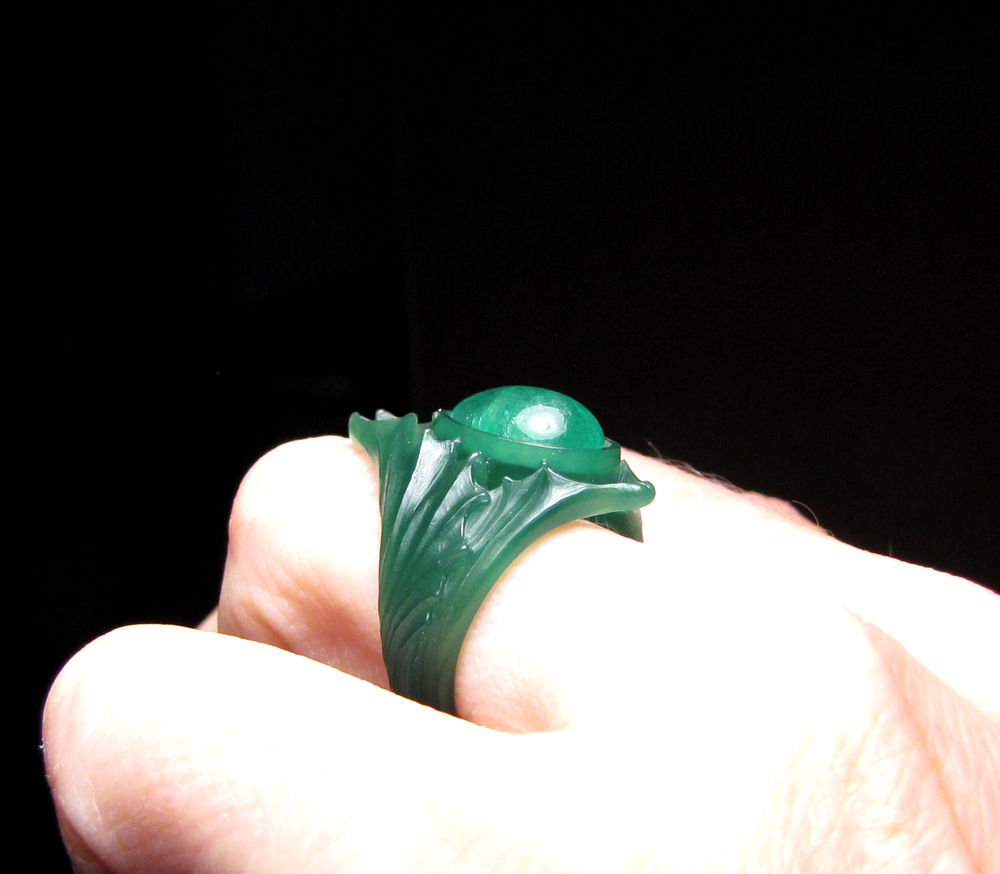 Wax carving: Emerald pear cabochon solitaire