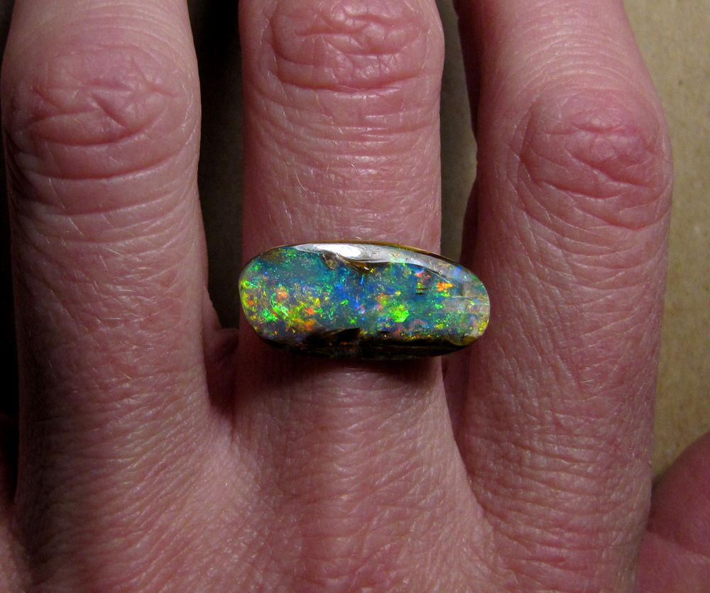 Australian boulder opal, fossilized wood opal