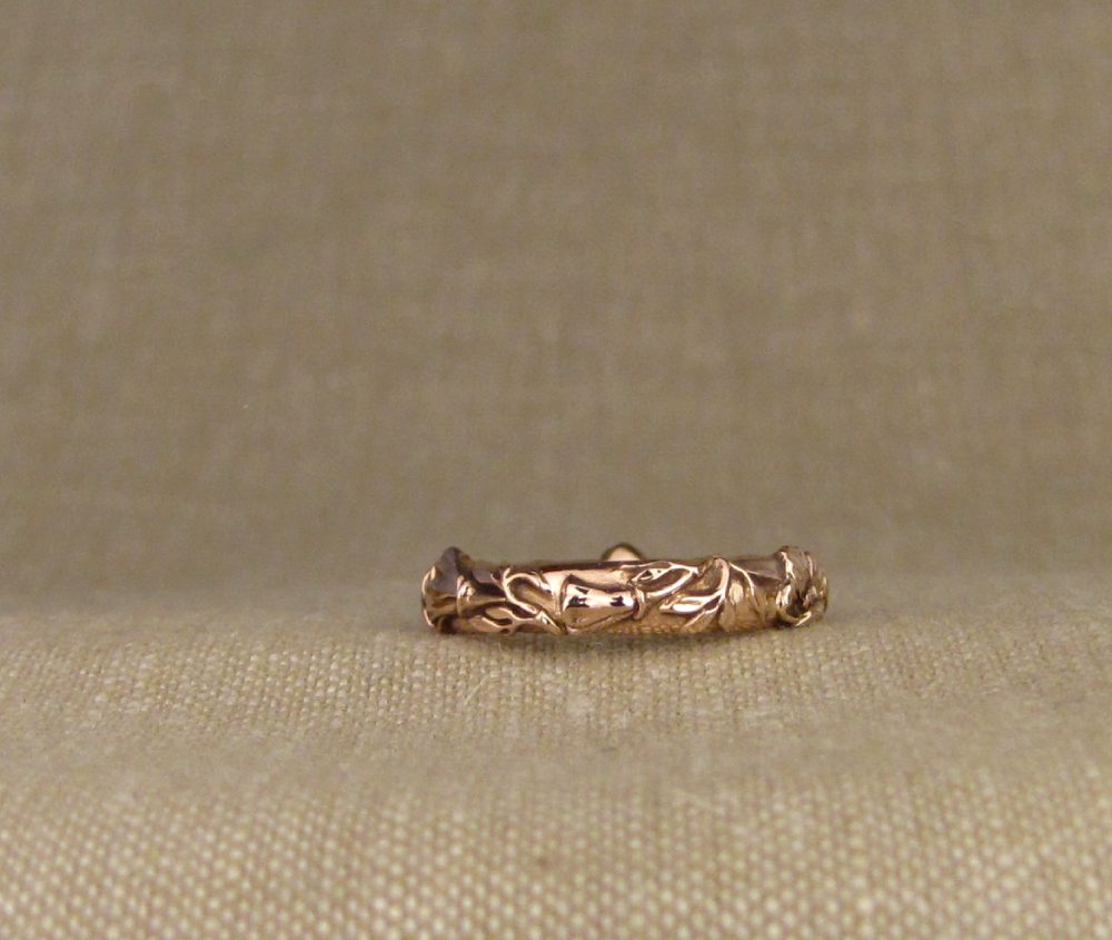 Hand-carved CA poppy wedding band in rose gold