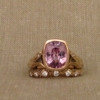 Amphisbaena ring w/pink sapphire & diamonds