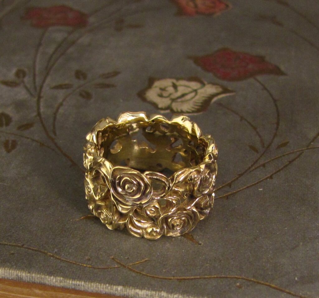 Wide Rose Bramble Band, 18K gold, cheyenne weil jewelry